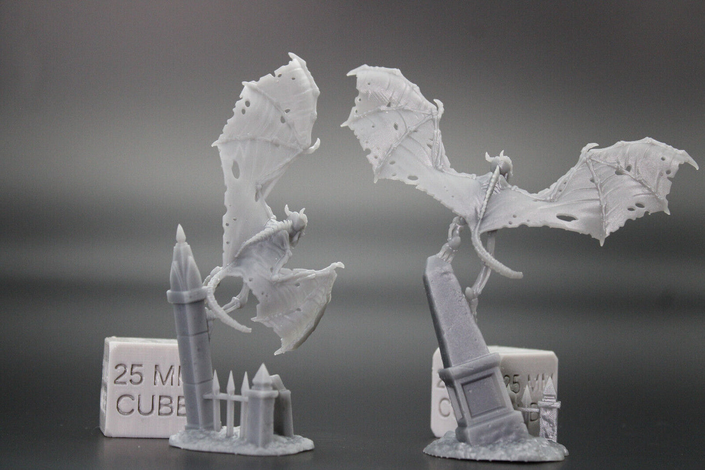 Skeleton Bone Gargoyle Pair Giant Bat 28mm 32mm Miniature Dnd Skirmish Oldhammer