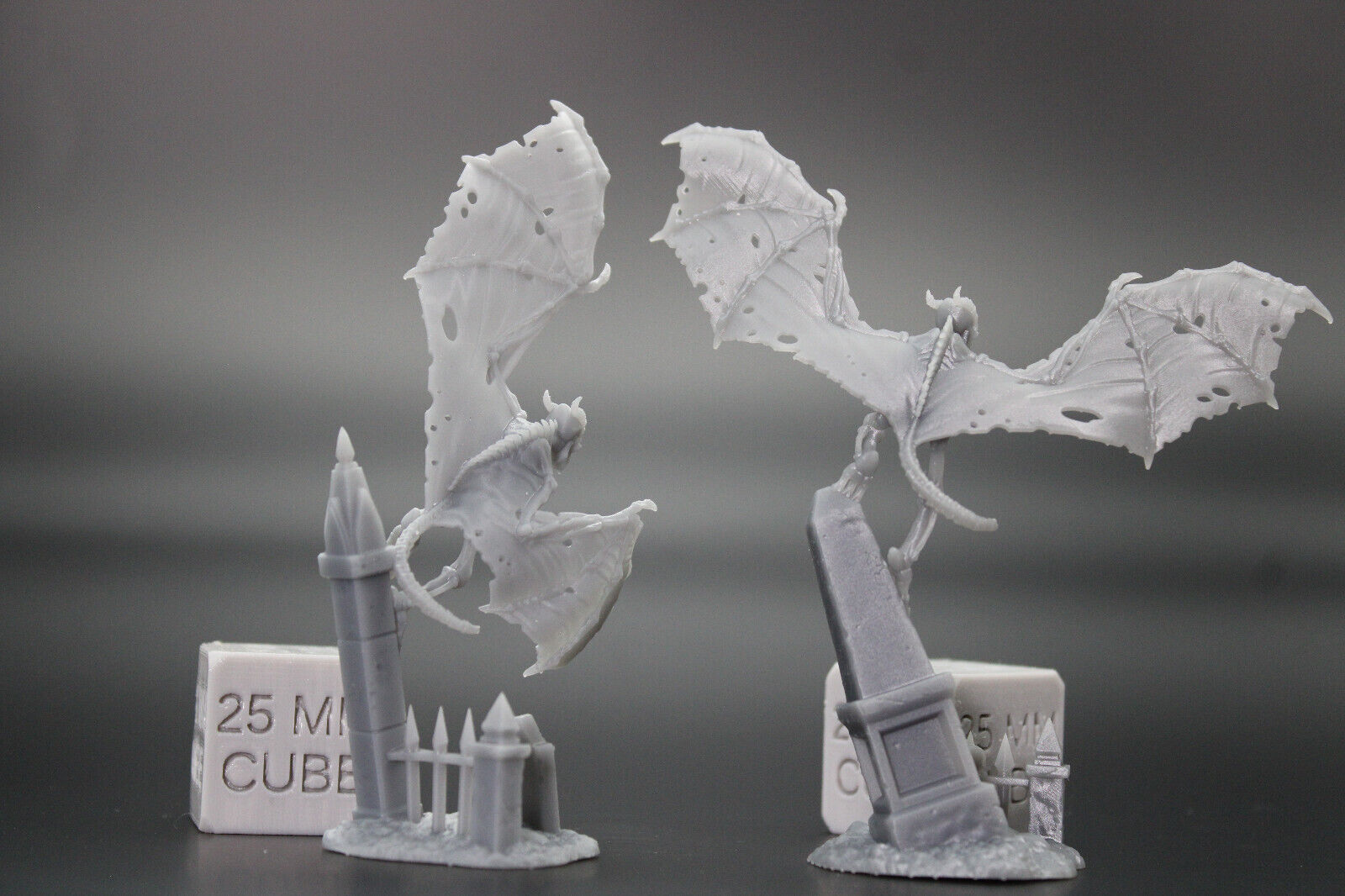 Skeleton Bone Gargoyle Pair Giant Bat 28mm 32mm Miniature Dnd Skirmish Oldhammer