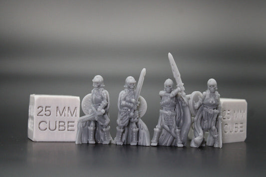 Skeleton Armored Knight Warrior Knight 4x 32mm Miniature Dnd Skirmish Oldhammer