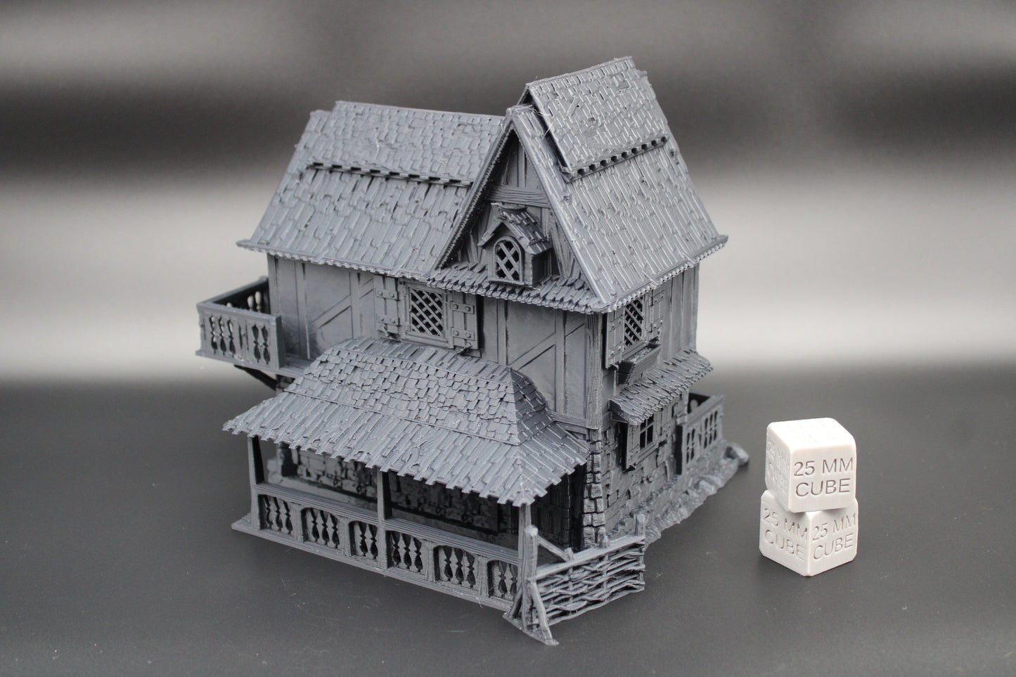 Tabletop Town Medieval Rustic 2 Story House Porch Dnd RPG Wargame Skirmish 28mm