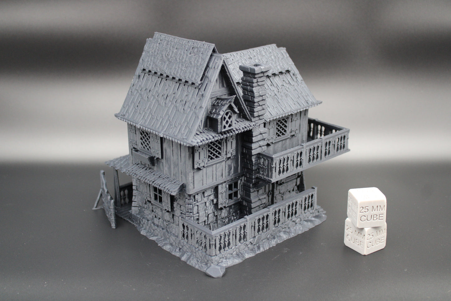 Tabletop Town Medieval Rustic 2 Story House Porch Dnd RPG Wargame Skirmish 28mm