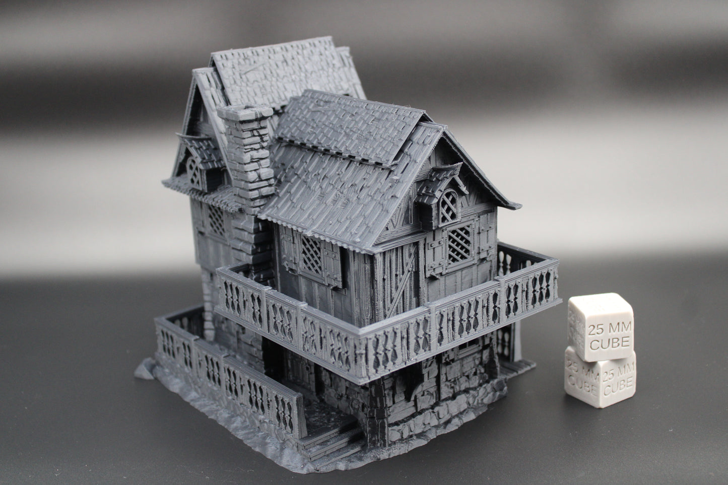 Tabletop Town Medieval Rustic 2 Story House Porch Dnd RPG Wargame Skirmish 28mm