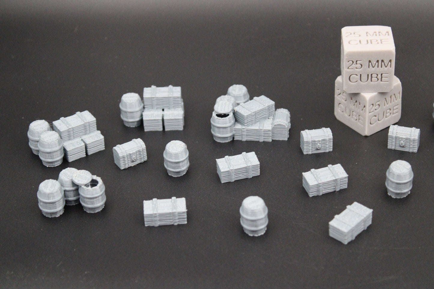 Tabletop Terrain Barrel Crate Chest Scatter Loot Marker Dnd RPG Wargame Skirmish 28mm