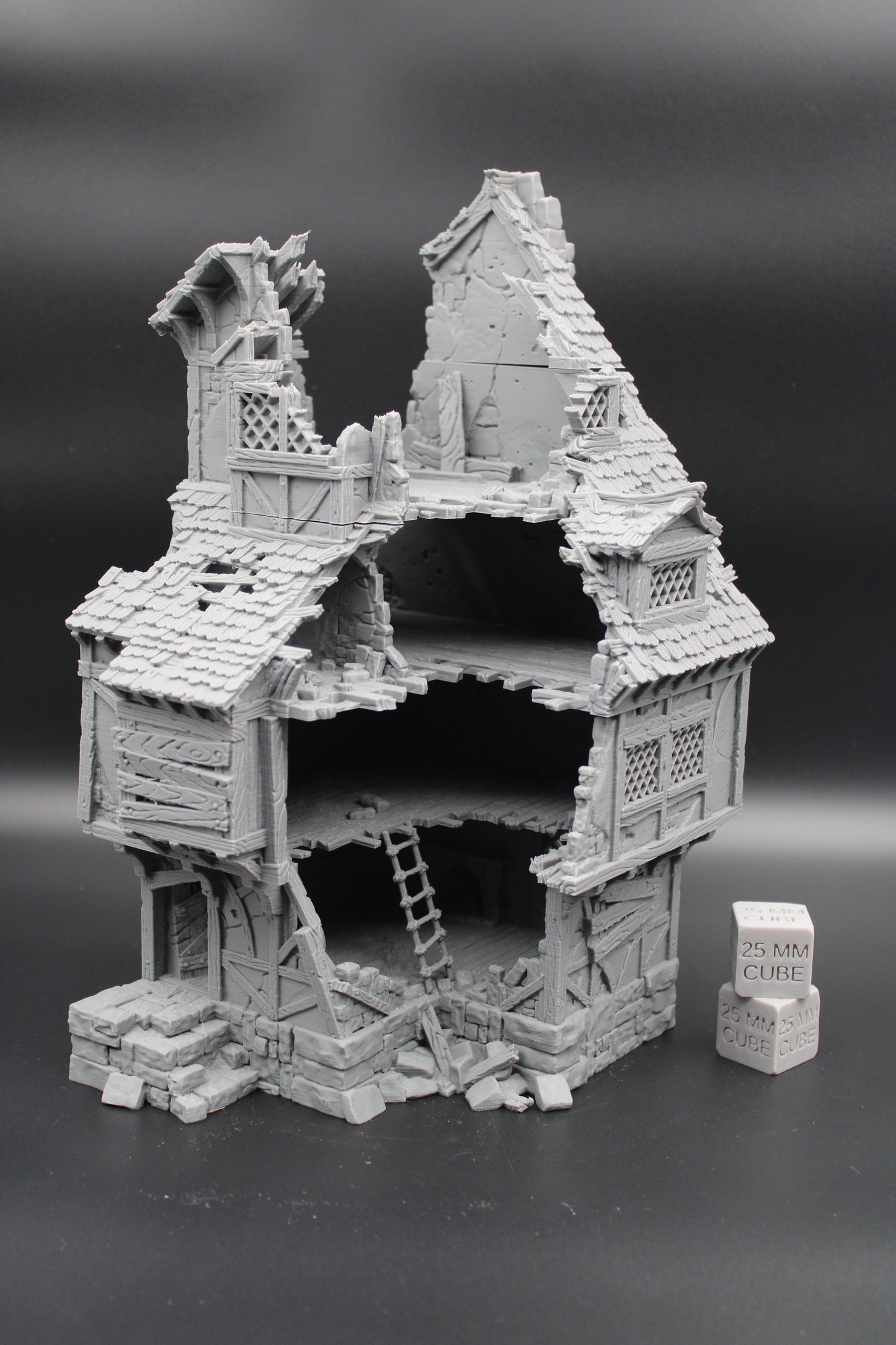 Tabletop Terrain Large Ruin 4 story Medieval House Dnd RPG wargame skirmish 28mm