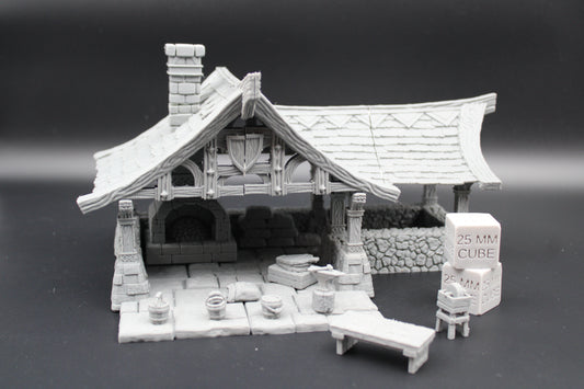 Tabletop Terrain Blacksmith Forge with Scatter Dnd RPG wargame skirmish 28mm