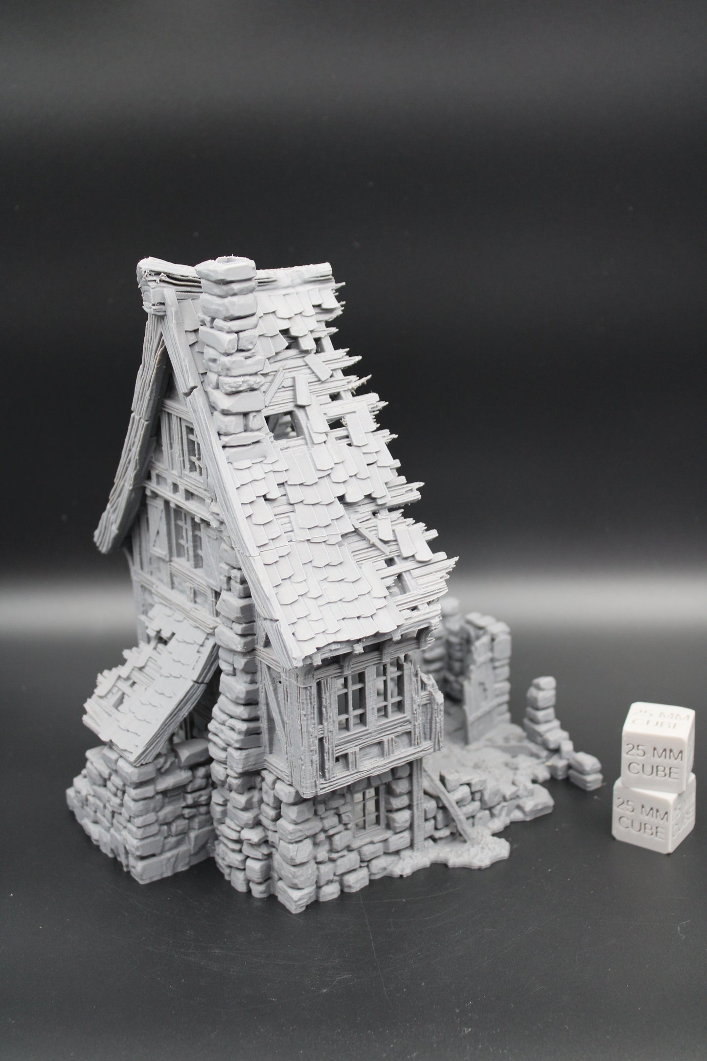 Tabletop Terrain Fantasy Medieval 7-1/2x6x9-1/2 Stone House Ruin Dnd RPG Wargame Skirmish 28mm