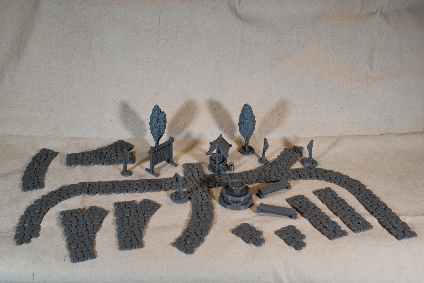 Tabletop Terrain Table Set Stone Path Town Well Dnd RPG wargame skirmish 28mm