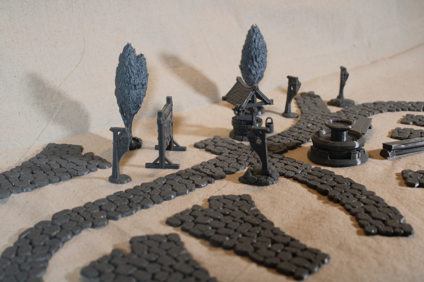 Tabletop Terrain Table Set Stone Path Town Well Dnd RPG wargame skirmish 28mm