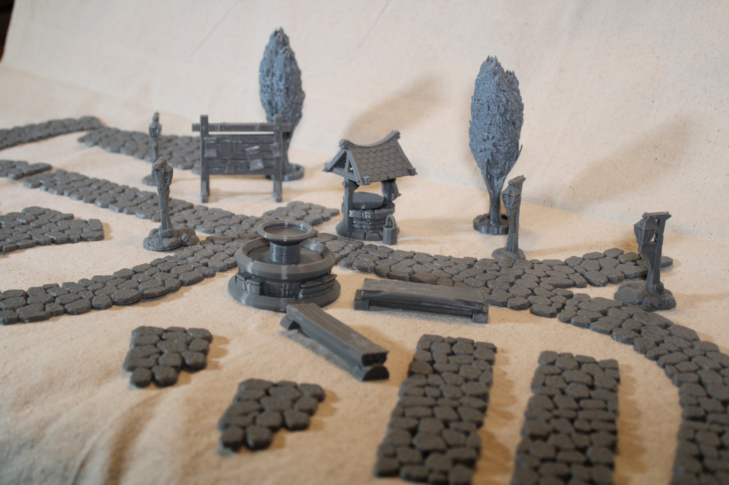 Tabletop Terrain Table Set Stone Path Town Well Dnd RPG wargame skirmish 28mm