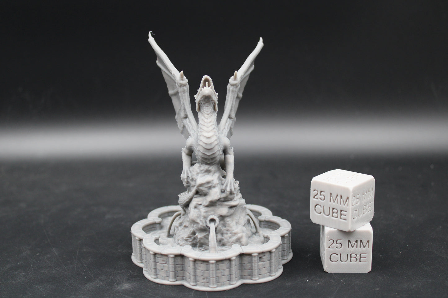 Tabletop Terrain Fantasy Dragon Wurm Fountain Statue Dnd RPG wargame skirmish 28-32mm