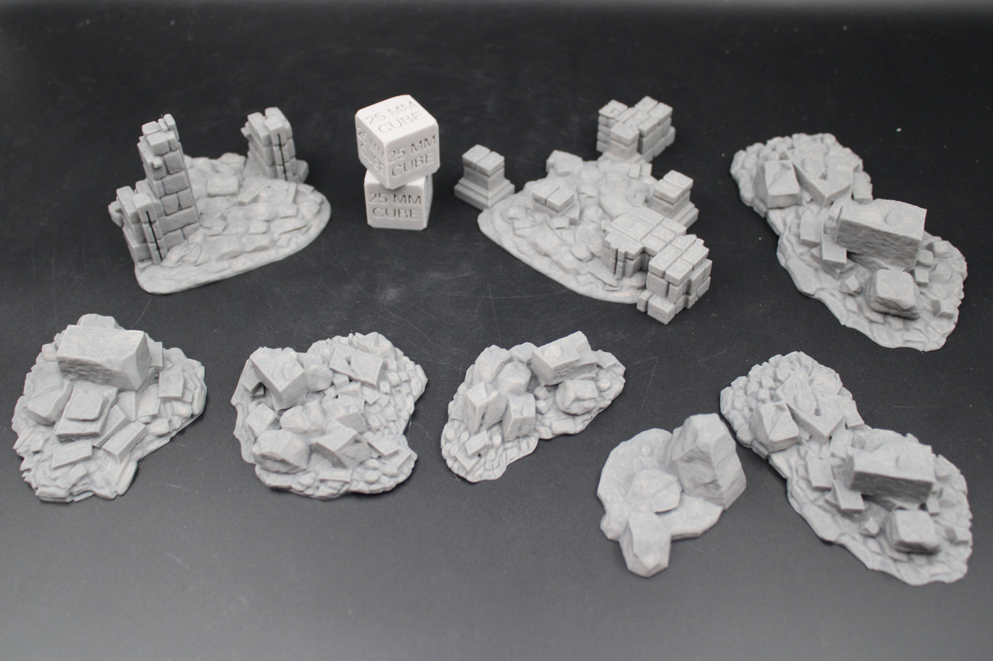 Tabletop Terrain Fantasy Large Scatter Ruin Debris 8 Piece Set Dnd RPG wargame skirmish 28mm