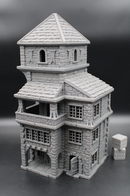 Tabletop Terrain Seaside Wood Roof 5 Story Short Tower House Dnd Rpg Wargame Skirmish 28-32mm
