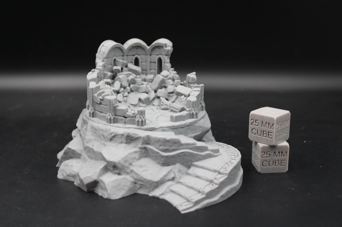 Tabletop Terrain Destroyed Library Ruin Stone Base Elven Dnd RPG wargame skirmish 28mm