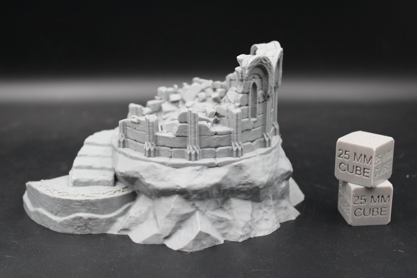 Tabletop Terrain Destroyed Library Ruin Stone Base Elven Dnd RPG wargame skirmish 28mm