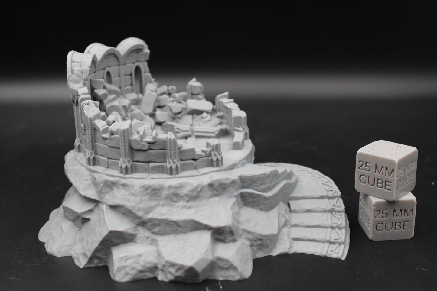 Tabletop Terrain Destroyed Library Ruin Stone Base Elven Dnd RPG wargame skirmish 28mm
