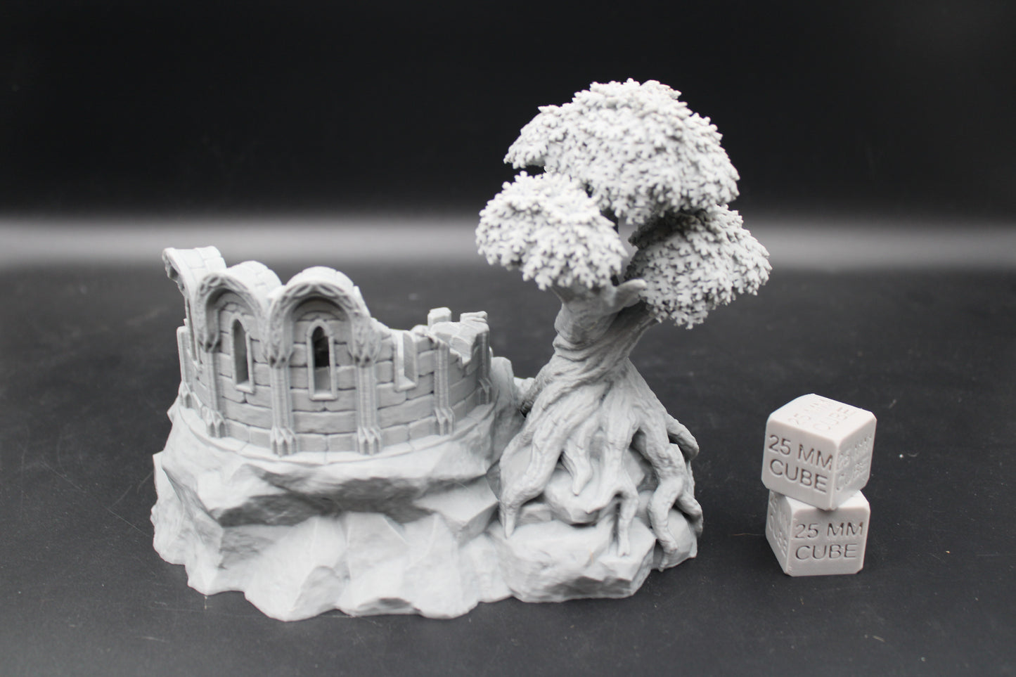 Tabletop Terrain Destroyed Library Ruin Stone Tree Base Elven Dnd RPG wargame skirmish 28mm