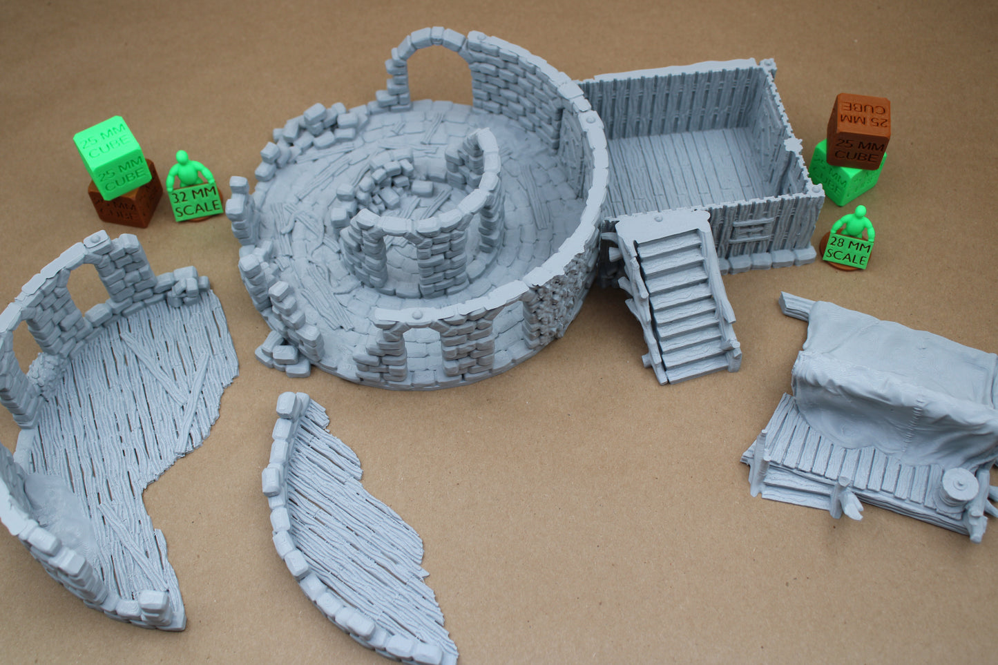Tabletop Terrain Large Double Tower Side Shelter 3 Story Brackish Seaside Ruin 28mm skirmish rpg wargame