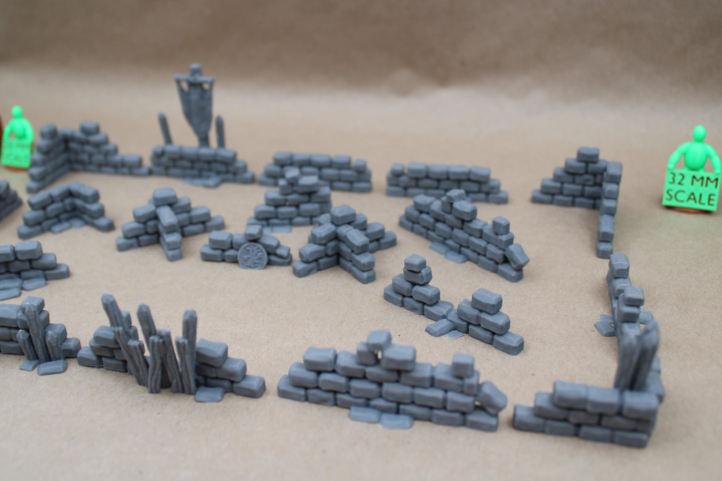 Tabletop Terrain Stone Wall Cover Scatter Ruins 21 Piece Set 28mm skirmish rpg wargame