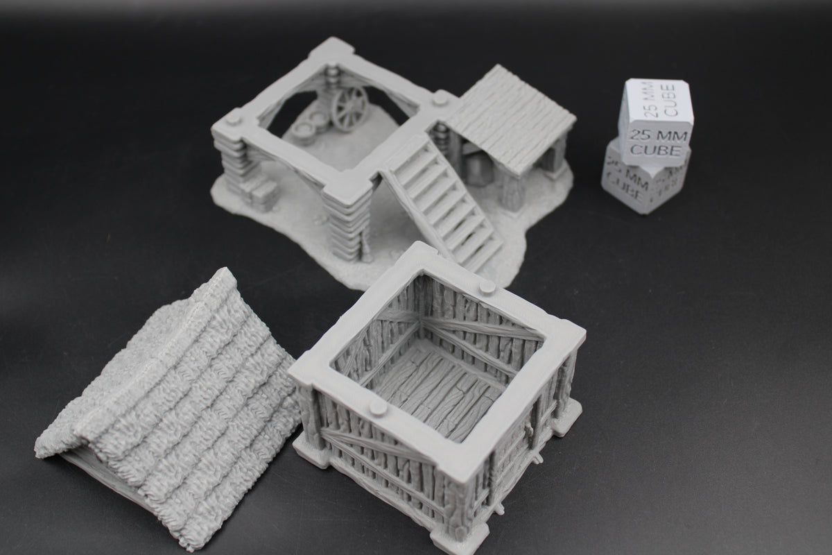 Tabletop Terrain Granary Grain Storage Barn Thatch Roof Dnd RPG wargame skirmish 28-32mm