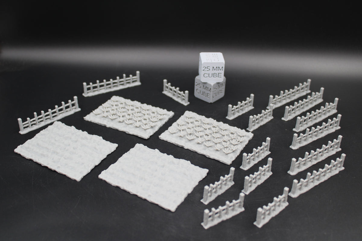 Tabletop Terrain Farm Field Garden Plot Fence Set Dnd RPG wargame skirmish 28-32mm