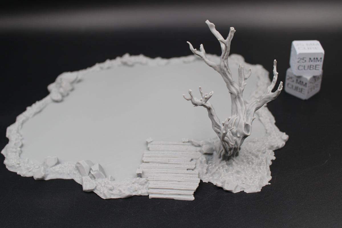 Tabletop Terrain Lake Pond Dock Dead Tree Dnd RPG wargame skirmish 28-32mm