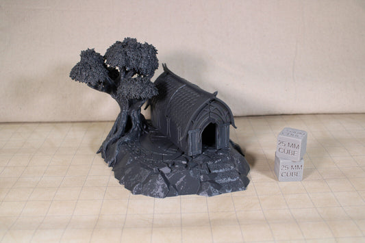 Tabletop Terrain Elven House Cut Stone Base Tree Dnd RPG wargame skirmish 28mm