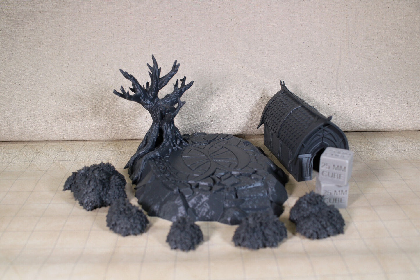 Tabletop Terrain Elven House Cut Stone Base Tree Dnd RPG wargame skirmish 28mm