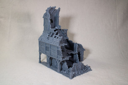 Tabletop Terrain Ruin 4 story Medieval Mansion Dnd RPG wargame skirmish 28mm