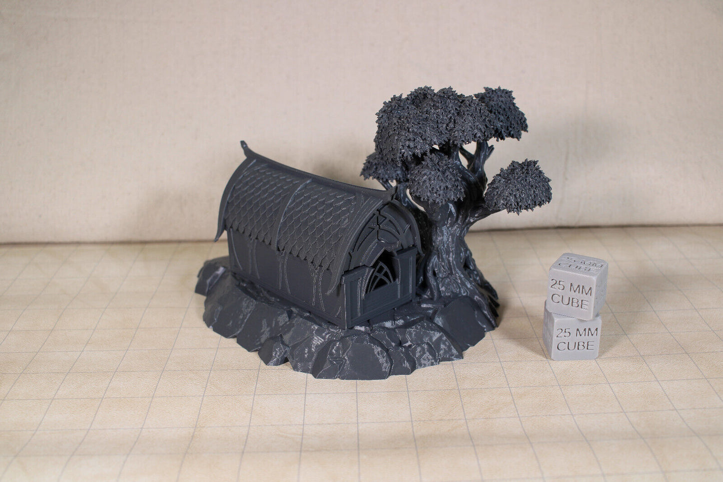 Tabletop Terrain Elven House Cut Stone Base Tree Dnd RPG wargame skirmish 28mm