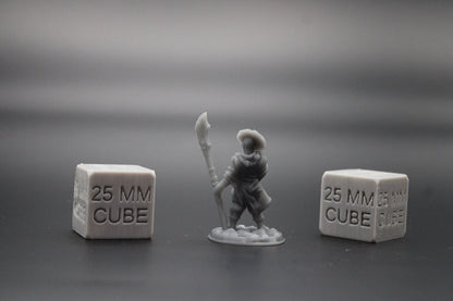 Monk with Pole Axe Halberd & Hat 32mm Miniature Dnd Skirmish