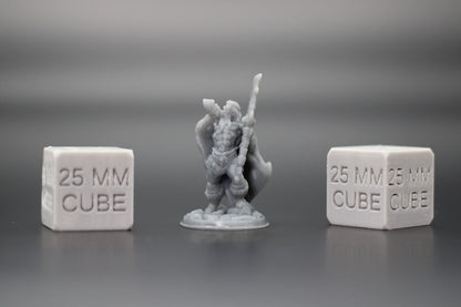 Barbarian with Great Sword & Horn 32mm Miniature Dnd Skirmish