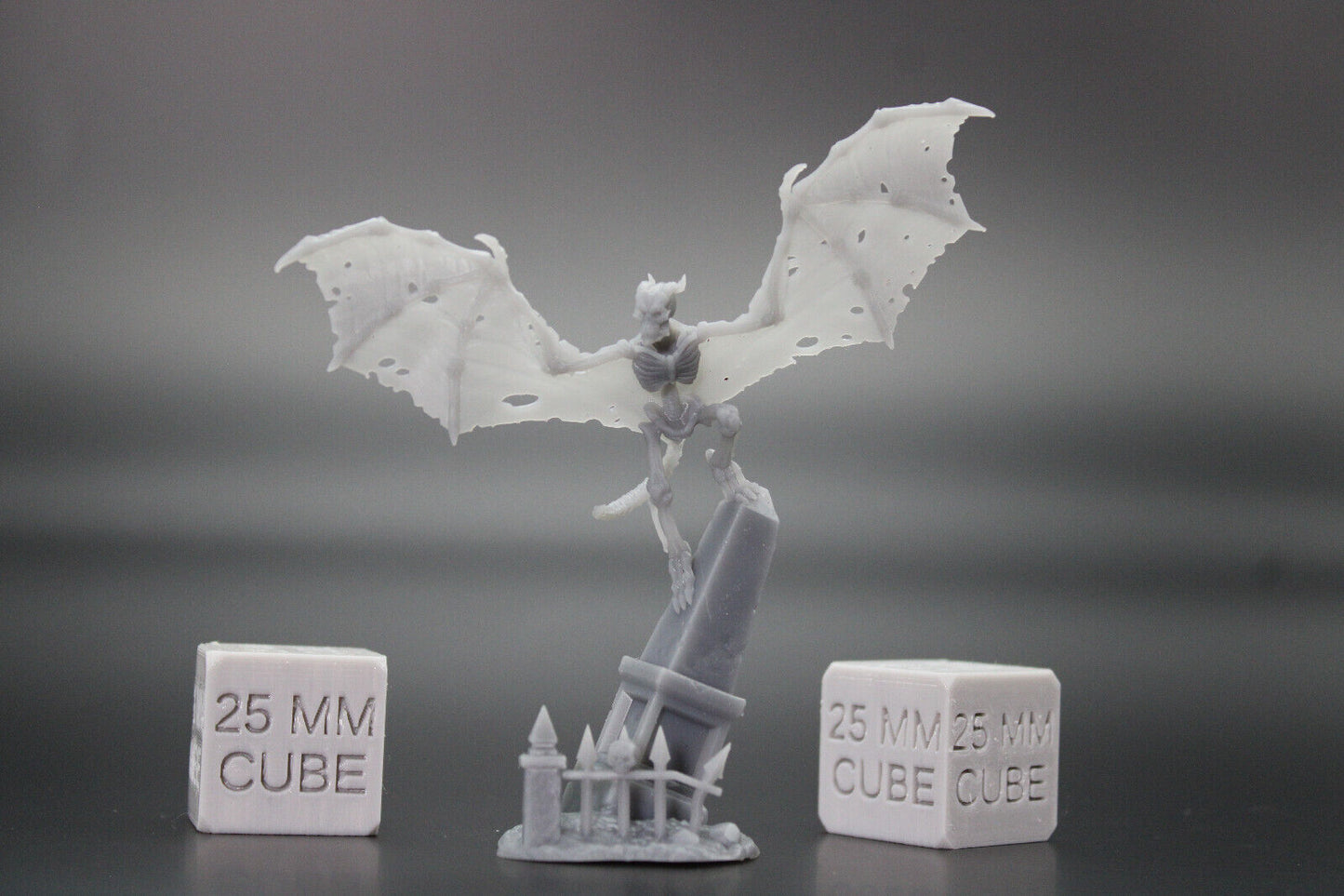 Skeleton Bone Gargoyle Pair Giant Bat 28mm 32mm Miniature Dnd Skirmish Oldhammer