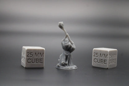 Mage Wized Sorcerer Raised Orb Staff 32mm Miniature Dnd Skirmish