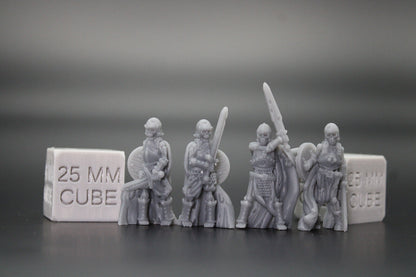 Skeleton Armored Knight Warrior Knight 4x 32mm Miniature Dnd Skirmish Oldhammer