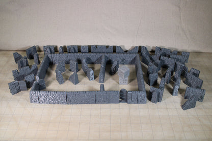 Tabletop Terrain Stone Rock Walls 56 piece Scatter Dnd RPG wargame skirmish 28mm