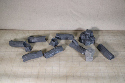 Tabletop Terrain Fallen Logs Rock Scatter Dnd RPG wargame skirmish 28mm 32mm