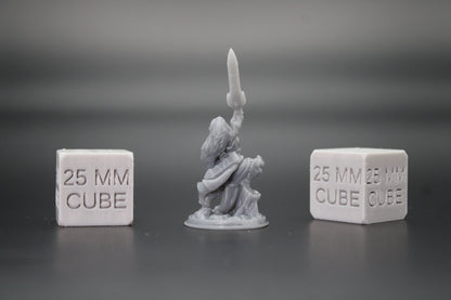 Fighter Warrior Female Great Sword Foot on Stump 32mm Miniature Dnd Skirmish