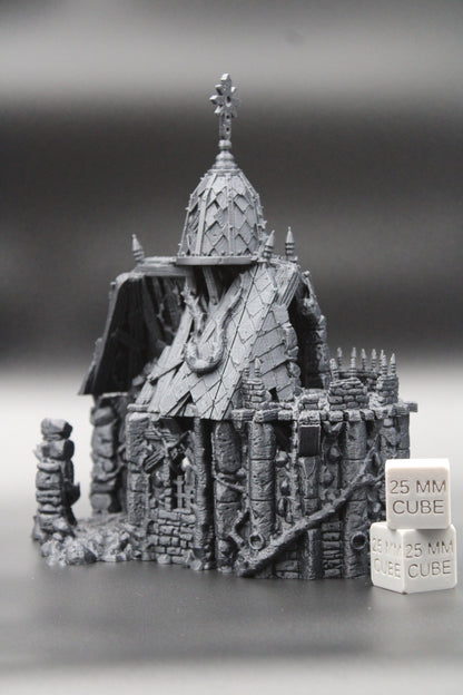 Tabletop Terrain Chapel Church Temple Ruin Dnd Skirmish Trench 32mm