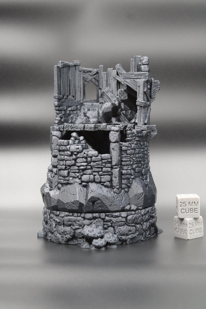 Tabletop Terrain Tower Ruin with Crypt Ossuary Dnd Skirmish Trench 32mm