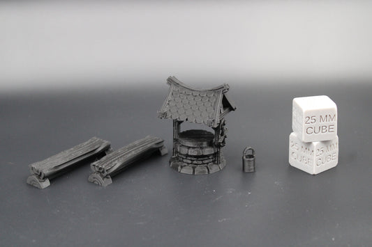 Tabletop Town Center Well Bucket Benches Dnd RPG Wargame Skirmish 28mm