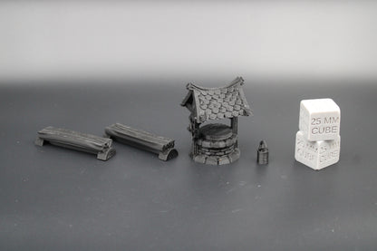 Tabletop Town Center Well Bucket Benches Dnd RPG Wargame Skirmish 28mm