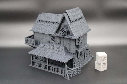 Tabletop Town Medieval Rustic 2 Story House Porch Dnd RPG Wargame Skirmish 28mm