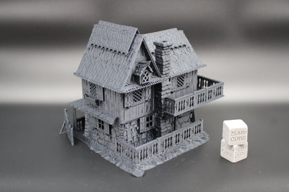 Tabletop Town Medieval Rustic 2 Story House Porch Dnd RPG Wargame Skirmish 28mm