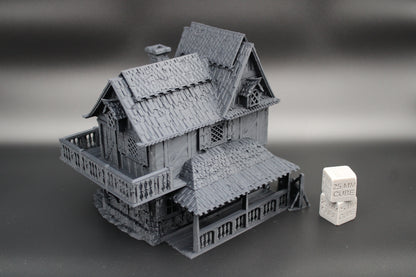 Tabletop Town Medieval Rustic 2 Story House Porch Dnd RPG Wargame Skirmish 28mm