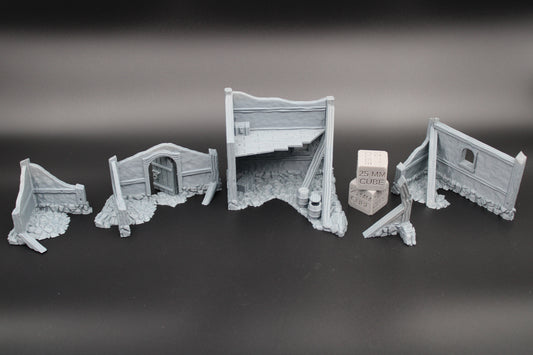 Tudor House Ruin Set Timber Frame Medieval RPG wargame skirmish tabletop 28mm