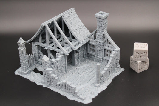 Tabletop Terrain Medieval Ruins Cottage House Chimney Dnd RPG wargame skirmish 28mm