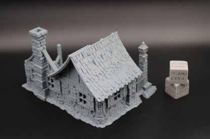 Tabletop Terrain Medieval Ruins Cottage House Chimney Dnd RPG wargame skirmish 28mm