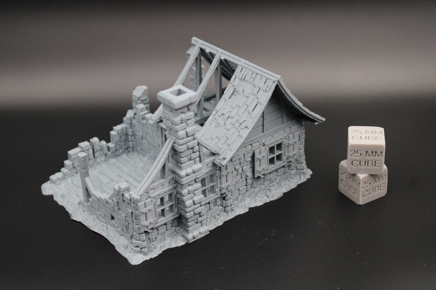 Tabletop Terrain Medieval Ruins Cottage House Chimney Dnd RPG wargame skirmish 28mm