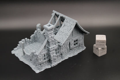 Tabletop Terrain Medieval Ruins Cottage House Chimney Dnd RPG wargame skirmish 28mm