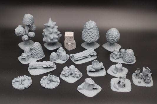 Tabletop Terrain Forest Scatter Tree Stump Shrub Set Dnd RPG Wargame Skirmish 28mm